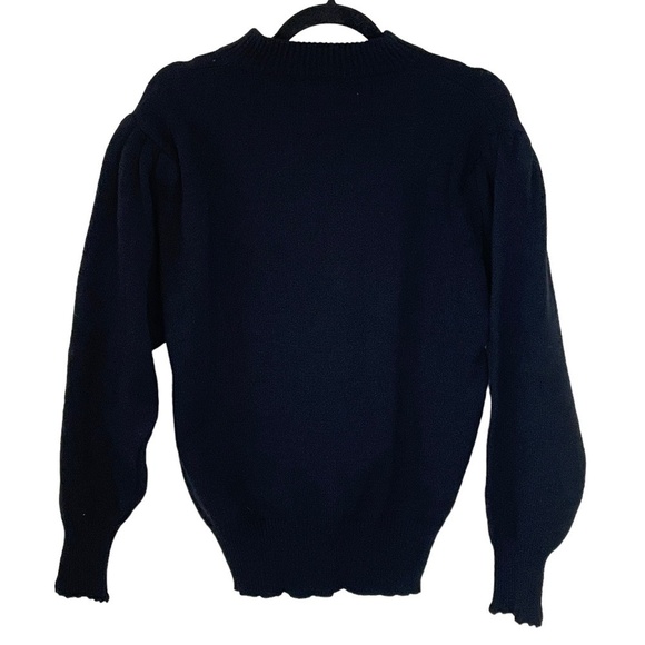 VINTAGE Black & White Floral Embroidered Crew Neck Grandma Core Sweater SZ L - Picture 2 of 11